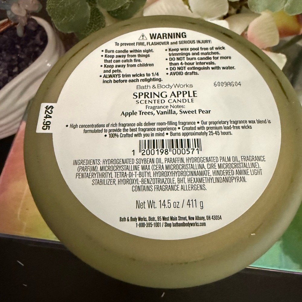 🆕🍏 BATH & BODY WORKS “SPRING APPLE” 3-WICK CANDLE. BRAND NEW. SOY WAX BLEND. - Picture 5 of 5